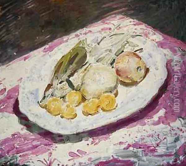 Still Life fruit on a dish 1829 Oil Painting - William Nicholson