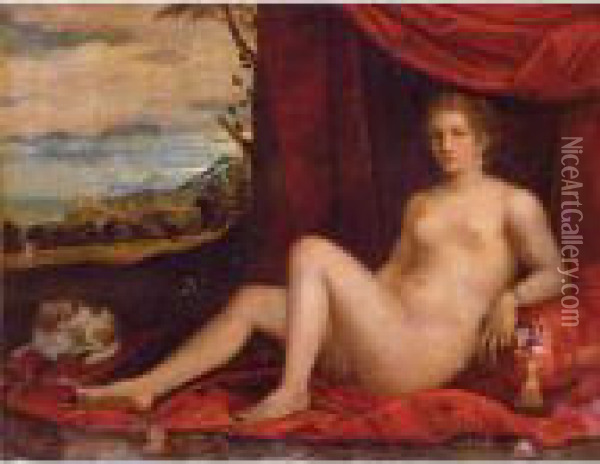 Ariadne On Naxos With Bacchus In The Distance Oil Painting - (Alessandro) Padovanino (Varotari)