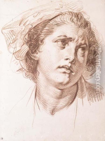 The Head Of A Woman Oil Painting - Jean Baptiste Greuze