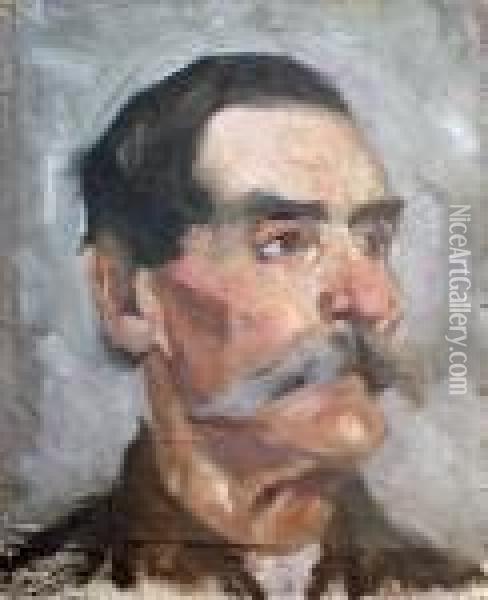 Etude D'homme A La Moustache Oil Painting - Raphael-Leon Leguilloux
