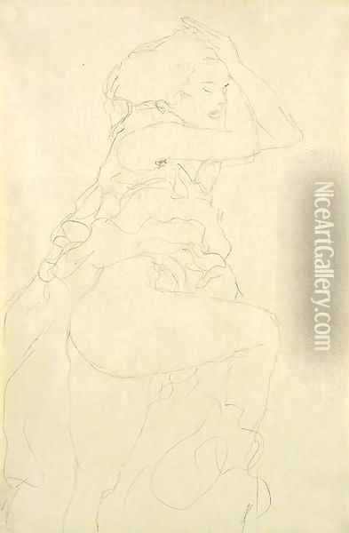 Halbakt nach rechts Oil Painting - Gustav Klimt