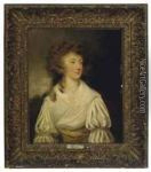 Portrait Of Mrs Guyon Oil Painting - John Hoppner