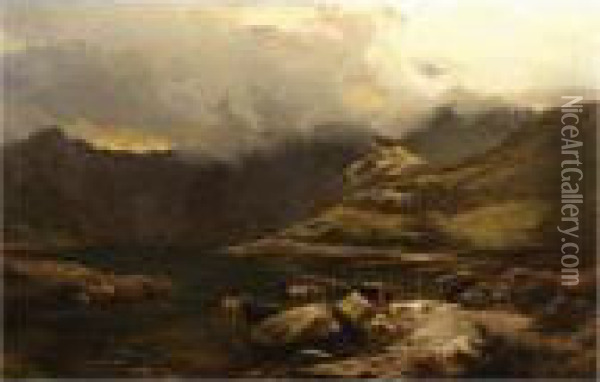 Snowdon From Llyn Llydaw Oil Painting - Sidney Richard Percy