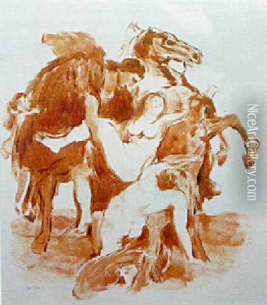 L'enlevement Des Filles De Leucippe Oil Painting - Odilon Redon