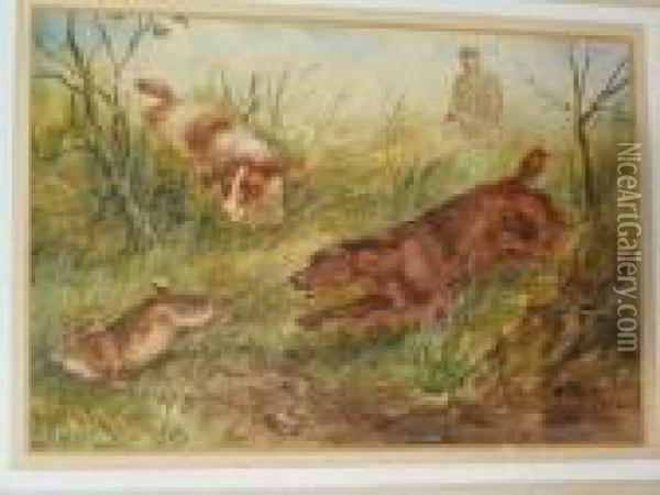 Rabbiting Oil Painting - Arthur Alfred Davis