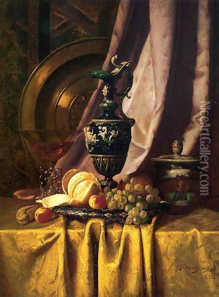 Still Life with Ewer and Fruit Oil Painting - Milne Ramsey