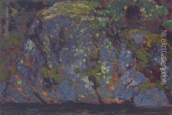 Rocks, Poplar Bay, Algoma Oil Painting - Francis Hans Johnston