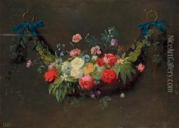 Guirlande De Fleurs Oil Painting - Nicolaes van Veerendael