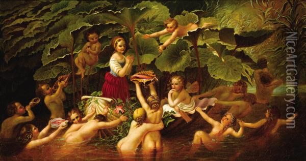 Maiden And Fairies Oil Painting - James Hope