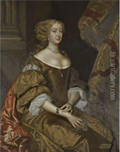 Portrait Of Lady Diana, Countess Of Ailesbury (c.1631-1689) Oil Painting - Henri Gascard