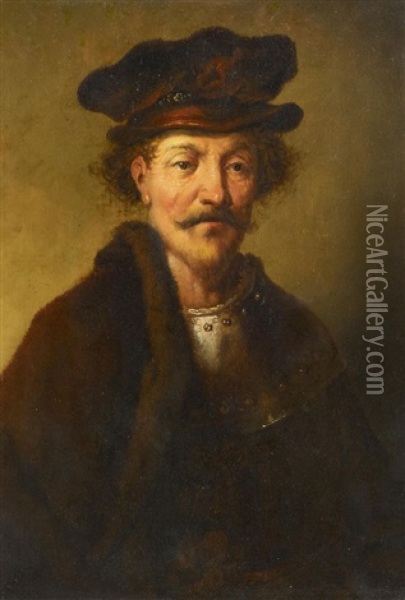 Portrat Eines Herren Mit Rustung Und Pelz Oil Painting - Christian Wilhelm Ernst Dietrich