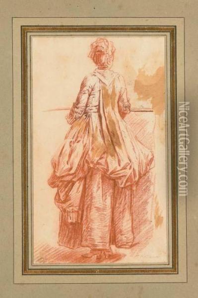 Femme Vue De Dos, D'apres Antoine Watteau Oil Painting - Watteau, Jean Antoine
