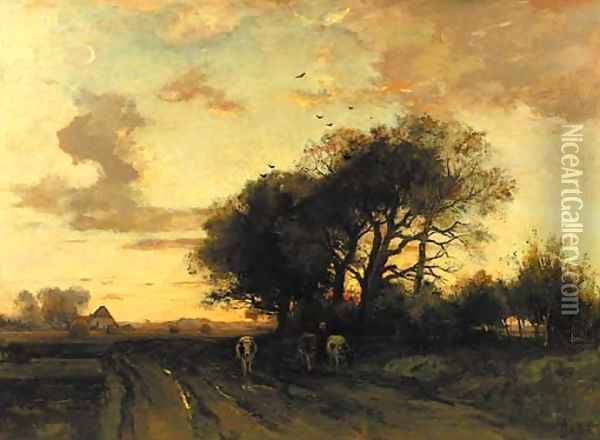 Avondschemer Oil Painting - Theophile Emile Achille De Bock