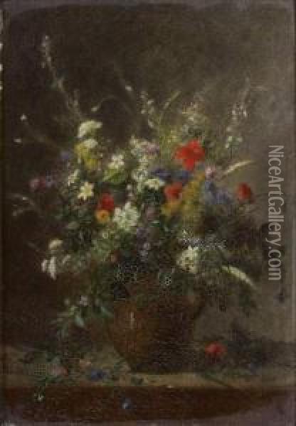  Bouquet De Fleurs  Oil Painting - Alexandre Jean Couder