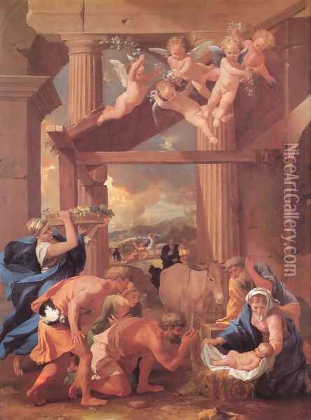 The Adoration of the Shepherds Oil Painting - Nicolas Poussin