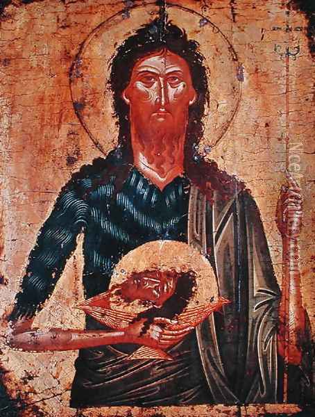 Icon of St. John the Forerunner Oil Painting - Anonymous Artist