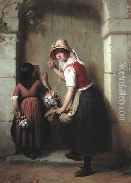 The Flower Sellers Oil Painting - Francois Verheyden