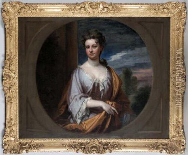 A Three Quarter Length Portrait Of A Ladybelieved To Be Ann Archer Oil Painting - Sir Godfrey Kneller