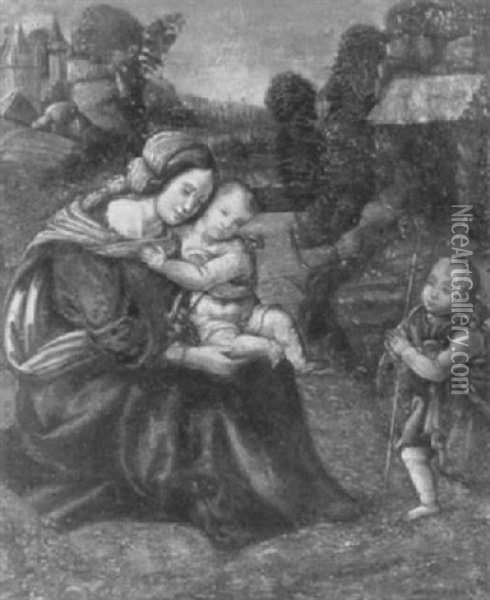 The Infant Saint John Greeting The Holy Family On Their     Return From Egypt Oil Painting - Benvenuto Tisi da Garofalo