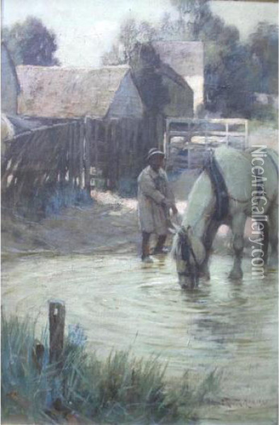 The Watering Place Oil Painting - Adam Edwin Proctor