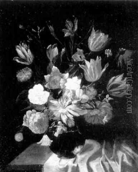 Blumenstilleben In Einer Glasvase Oil Painting - Pieter Casteels III