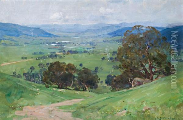 Green Valley Oil Painting - Arthur Ernest Streeton