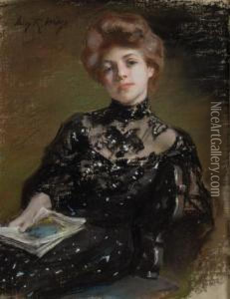 A Young Woman Oil Painting - Irving Ramsay Wiles