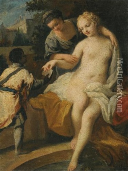 David And Bathsheba Oil Painting - Jacopo Amigoni