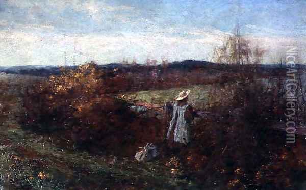 Girl in a Paddock Oil Painting - Jane Sutherland