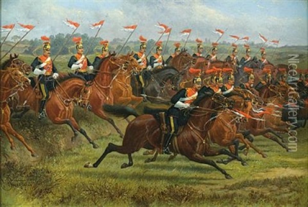 Cavalry Charge Oil Painting - John Sturgess