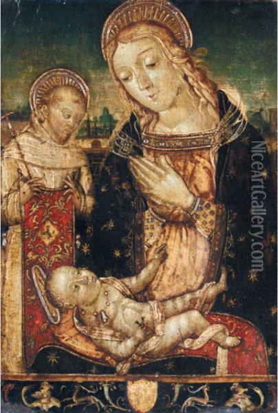 The Madonna And Child With St. Francis Oil Painting - Buonaccorso Di Niccolo