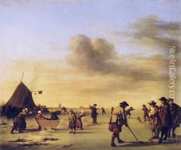 Kolf on the Ice near Haarlem Oil Painting - Adriaen Van De Velde