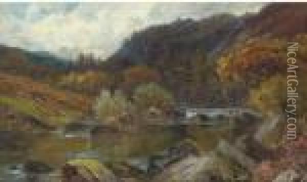 The Wooded River Valley Oil Painting - Louis Bosworth Hurt