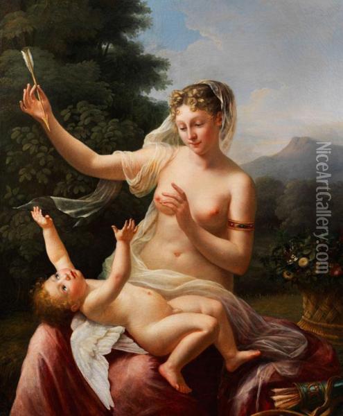 Venus Und Amor Oil Painting - Pierre-Maximilien Delafontaine
