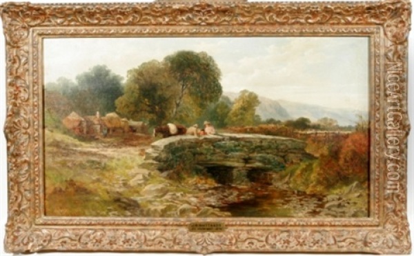 Landscape With Stone Bridge Oil Painting - James William Whittaker