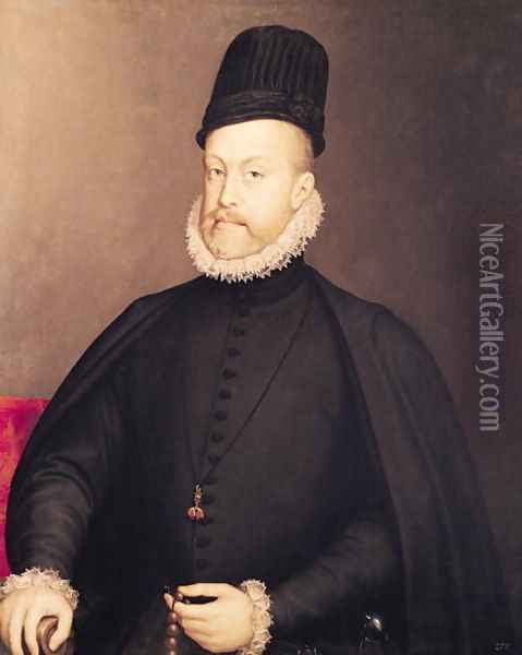 Portrait of Philip II 1527-98 c.1580 Oil Painting - Alonso Sanchez Coello