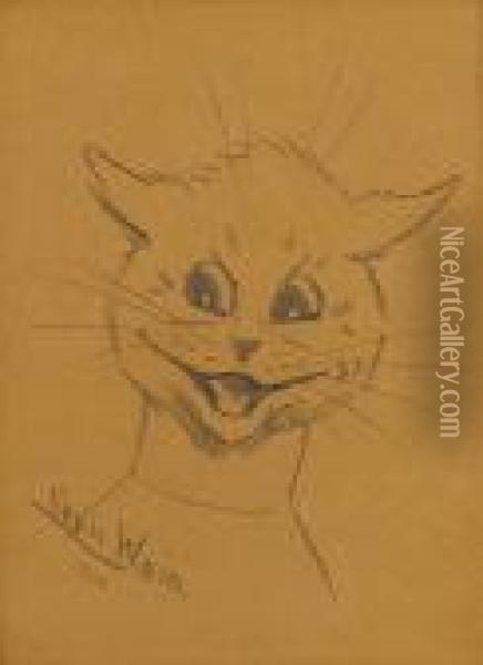 A Suprised Cat Oil Painting - Louis William Wain