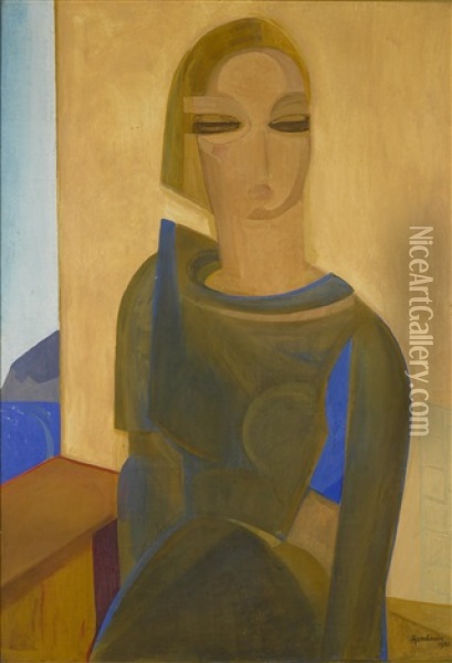 Jeune Femme Assise Oil Painting - Emmanuel Gondouin