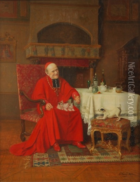 Le Cardinal Et Ses Amis Oil Painting - Victor Marais-Milton