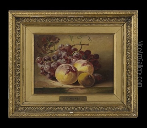 Grape And Nectar Still Life Oil Painting - William Hughes