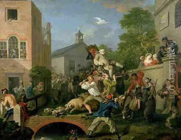 The Election IV Chairing the Member Oil Painting - William Hogarth