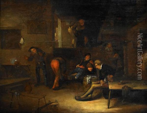 Kroginterior Med Rokande Man Oil Painting - Egbert Jaspersz. van, the Elder Heemskerck