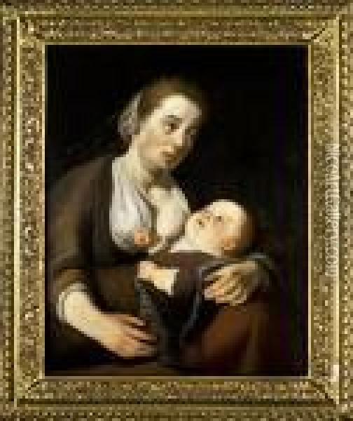 Donna Che Allatta Un Bambino Oil Painting - Rembrandt Van Rijn