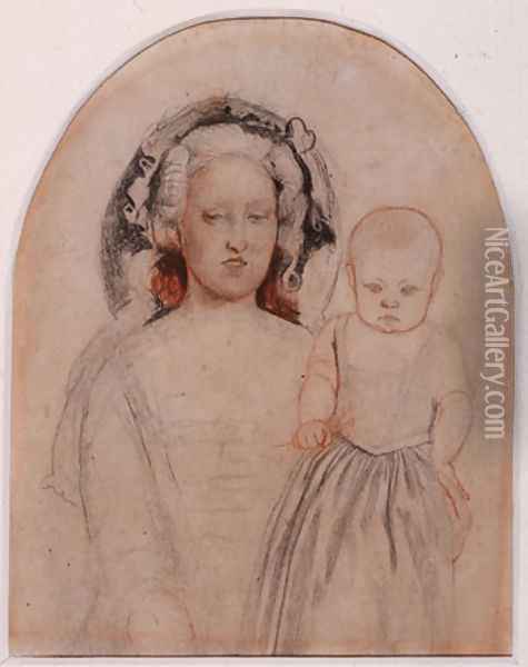 Study of Emma and Catherine for 'Pretty Baa Lambs' Oil Painting - Ford Madox Brown