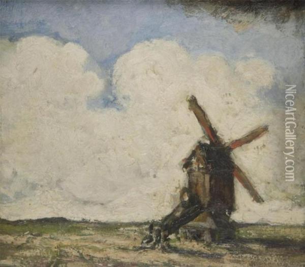 The Windmill Oil Painting - Jakob Smits
