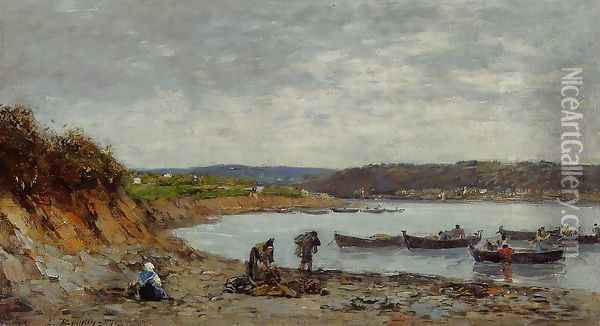 Brest, Fishing Boats Oil Painting - Eugene Boudin