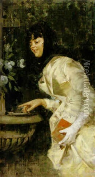 Kvinna Vid Kallan Oil Painting - Salvatore Balsamo