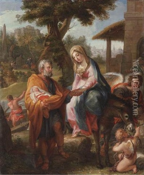 The Flight Into Egypt Oil Painting - Andrea Procaccini