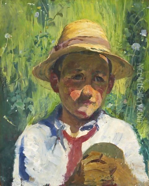 Peasant Boy From Bergell Oil Painting - Giovanni Giacometti
