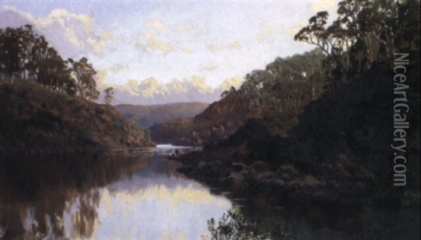 Early Morning North Esk River Oil Painting - William Charles Piguenit